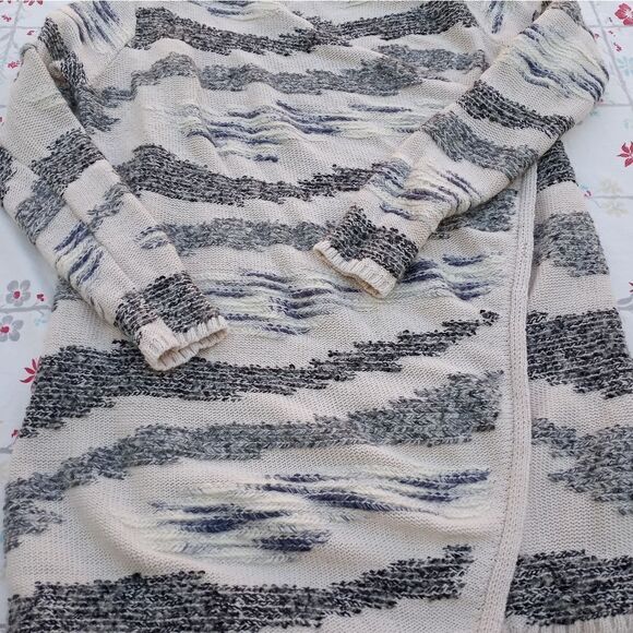 Lucky Brand M WhiteGray Knitted Lngslvs CottonWool Women's SweaterOpenedCardigan - Picture 2 of 10
